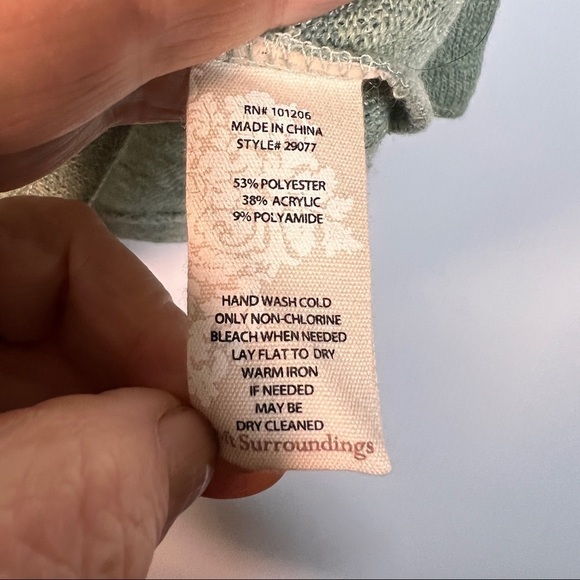 SOFT SURROUNDINGS Valentine Zip Sweater. Mint green. See description for sizes - Picture 6 of 6